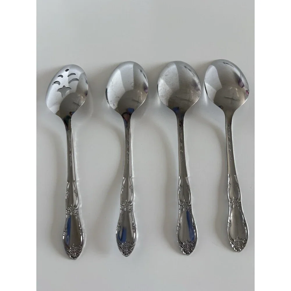 Serving Spoons Set Of 4 Oneida Fenway Wm A Rogers Daydream Stainless Flatware
